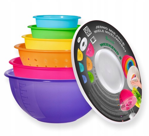 zestaw misek kuchennych plastikowych z przykrywką