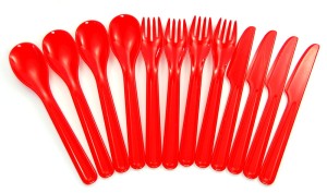 Komplet sztućców plastikowych - łyżka, nóż, widelec - dla 4 osób