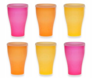 Kubek plastikowy 500 ml z pokrywką zestaw 6 szt