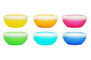 Miseczki plastikowe z pokrywką 12 cm 300 ml 6 szt