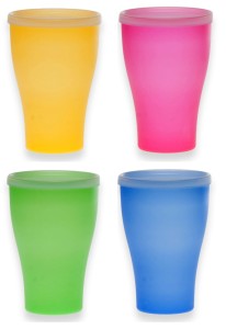 Kubki plastikowe 500 ml z pokrywką zestaw  4 szt